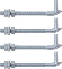 VIVIDA 8" J Bolt Gate Hinge 4 Pack, Gate Bolt Hinge with 5/8" Male Pin, Heavy Du