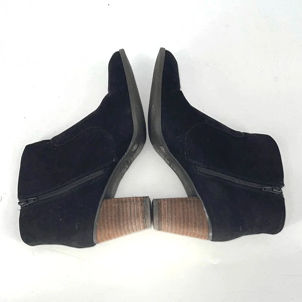 Madeline Womens Block Heel Side Zip Almond Toe Western Ankle Boots Black Size 9 - Image 4 of 4