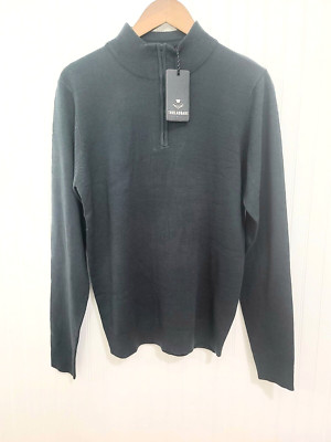 Threadbare Mens New Pull Over Knit Sweater - 1/4 Zip Funnel Neck Size Med Ink