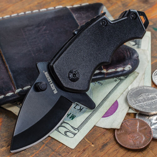 Black Legion Mini Spring Assisted Folding Pocket Knife Tactical Black Rescue - Afbeelding 1 van 3