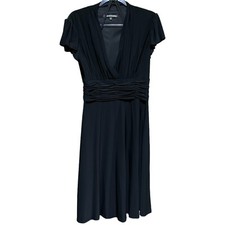 Jones Wear Women's Plunging Neck Short Sleeve Empire Waist Dress Black Size 14