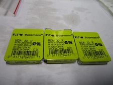 EATON BUSSMANN Ceramic Fuse, MDA Series, Time-Delay, 30A, 250V AC, QTY 15