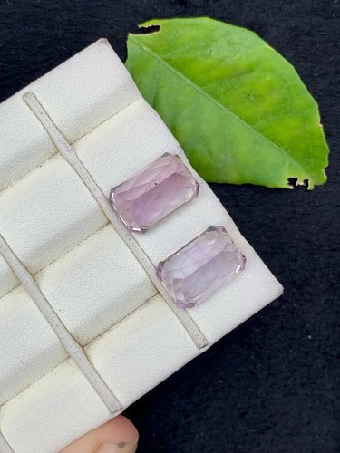 20.65 CT Lavender Pink Amethyst Fancy Emerald Cut Pair VVS Natural Gemstones - Picture 6 of 6