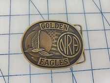 1990s National Rifle Association of America NRA Golden Eagles brass belt buckle