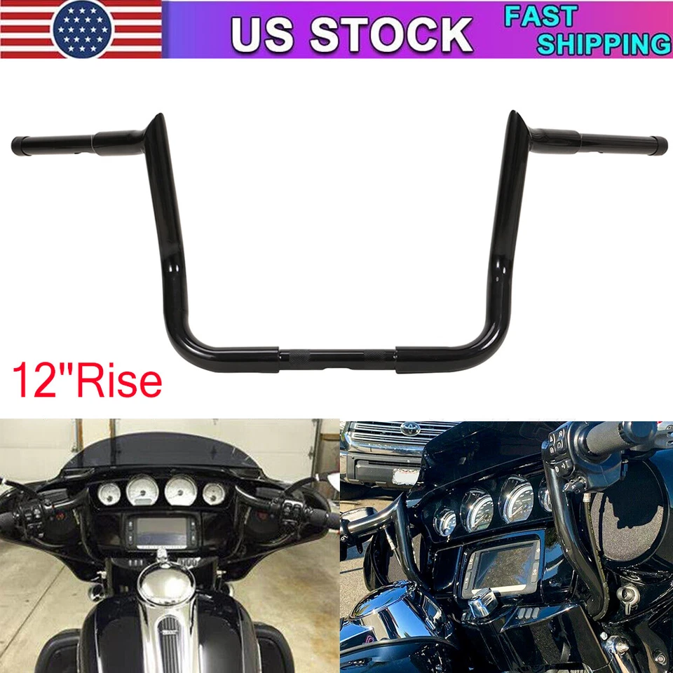 12" Rise Meathook Ape Hanger Handlebar For Harley Electra Street Glide USA Foto 4 de 4