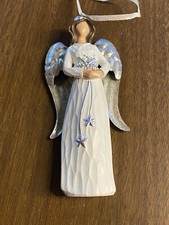 Resin w Metal Wings Angel Christmas Ornament 5"
