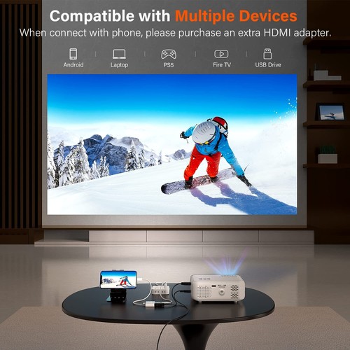 Mini Projector VOPLLS 1080P Full HD Supported Video Projector Portable Outdoo... - Picture 5 of 7
