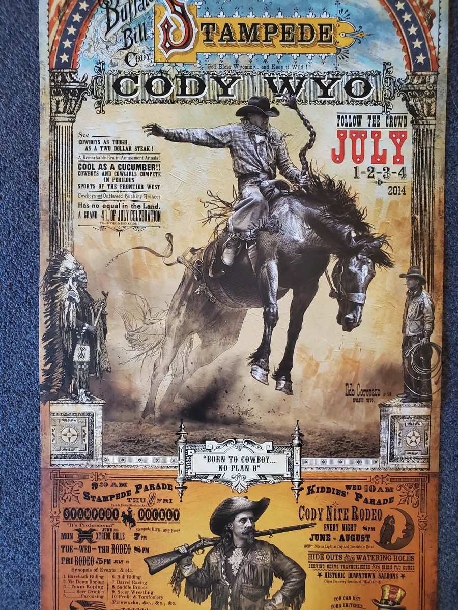 *signed* Cody Wyoming Buffalo Bill Stampede Rodeo poster by Bob Coronato  cowboy