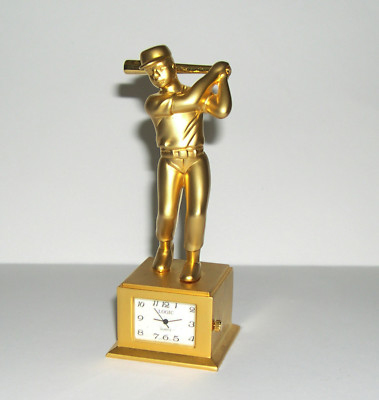 T.W.C. Co. Inc Japan Mov't - goldfarbene Metallfigur Baseball Spieler Uhr 