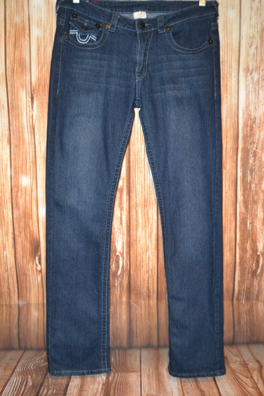 True Religion Women's Joey Super T Thick Stitch U Pocket Flaps Jeans Sz 31x32 thumbnail 4