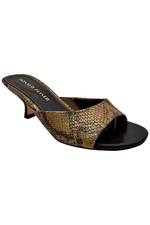 Donald Pliner Women's Luis Antique Snake Heel Sandals Saddle