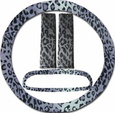 Steering Wheel Cover Seat Belt Covers Rear View Mirror Cover Gray Leopard Steering Wheel Cover Seat Belt Covers Rear View Mirror Cover Gray Leopard