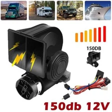 Super Loud Dual Trumpet Train Air Horn 12V System For Car Truck Boat Speaker .