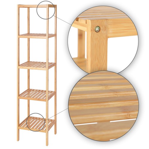 B-Ware: dibea Badezimmerregal Wohnzimmerregal Standregal Bambusregal naturfarben - Bild 5 von 7