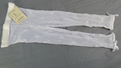 Mädchen weiße Strumpfhose ohne Fuß La Perla Blumenmuster figurativ mit Schleife 4 Jahre neu mit Etikett