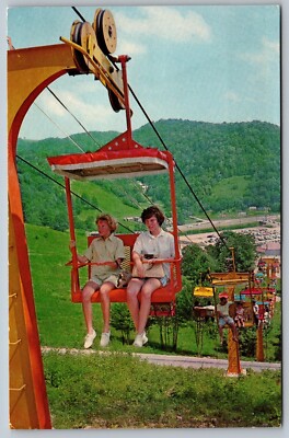Spectacular Chair Lift To Magic Mountain Amusement Center NC Vintage Postcard H6