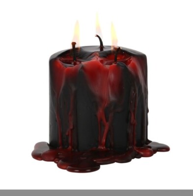 Schwarze Vampir Träne Säule blutende rote Rose Kerze tropft Blut Goth 7,5 cm Emo
