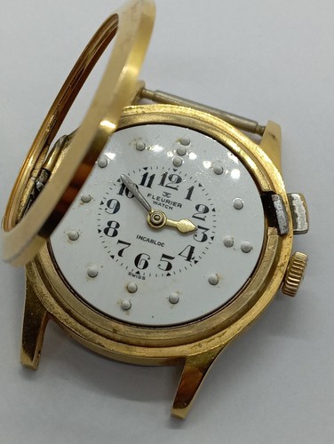 Vintage FLEURIER BRAILLE Watch For The Blind Gold Plated G20 cal. 196 Unitas 199 - Picture 14 of 23