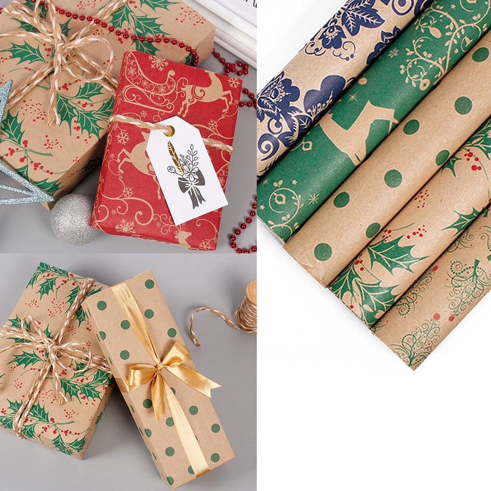 Kraft Paper Wrapping Paper Sheet Christmas Gift Box Double Sided Party  Decor DIY