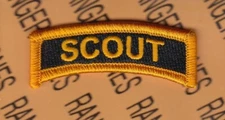 SCOUT Cavalry Infantry Reconnaissance Black & Gold 2.5"  tab patch m/e
