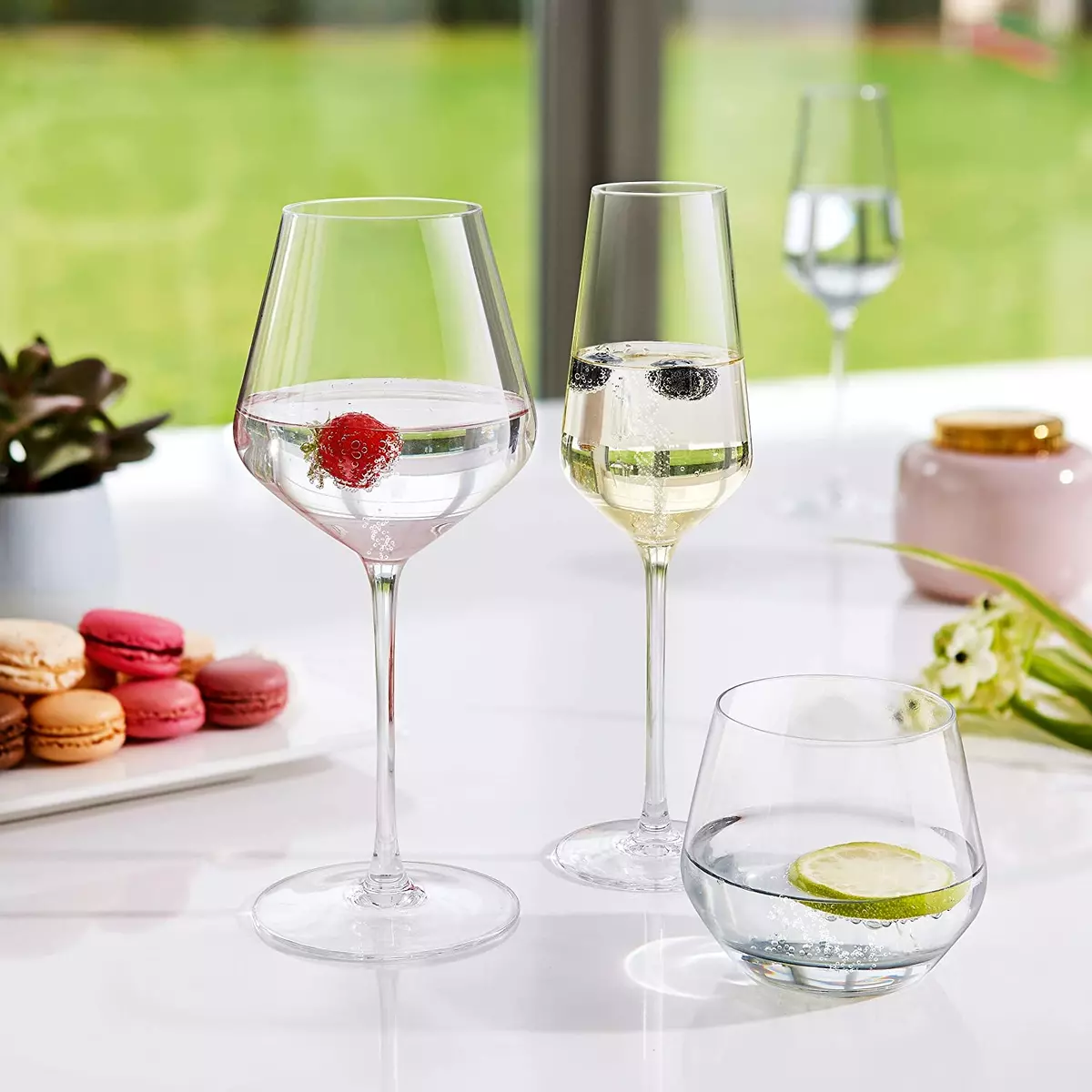 Champagne Flutes Set Of 4 Crystal Prosecco Glasses Tall Wine
