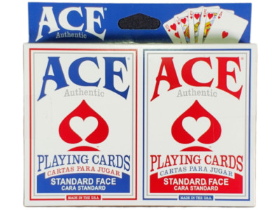 Ace Authentic Standard Face Playing Cards 2 Pack Red & Blue New