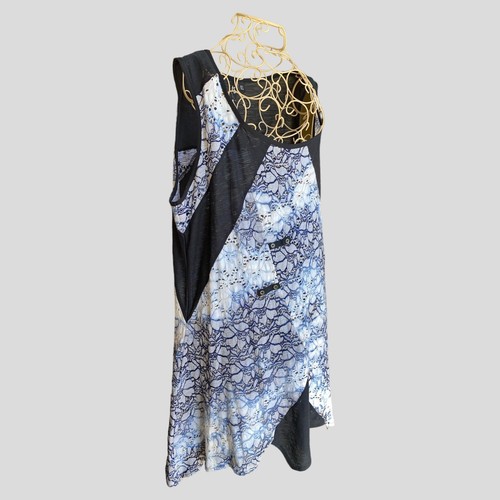 TS Taking Shape Tunic Dress Womens Size S Blue Floral Lace Crochet Sleeveless - Picture 4 of 10