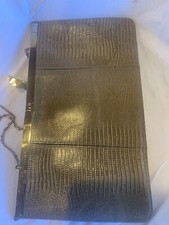 Vintage Etra Embossed Leather Clutch Evening Bag Chain Hardware