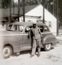 WWII Era USMC Soldier & His Car with 51st Defense Battalion Military Photo