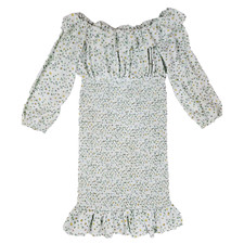 Forever 21 Floral Smocked Off Shoulder Mini Dress Cottagecore Boho Fairycore S