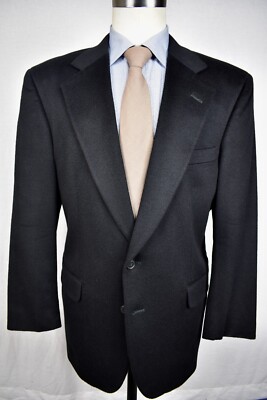 1976-1994 Country Britches Solid Black Cashmere Two Button Sport Coat Size: 42S