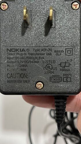 Genuine Nokia OEM ACP-7U Travel Charger for Nokia Phones Output 3.7V DC 0.35A - Picture 1 of 3