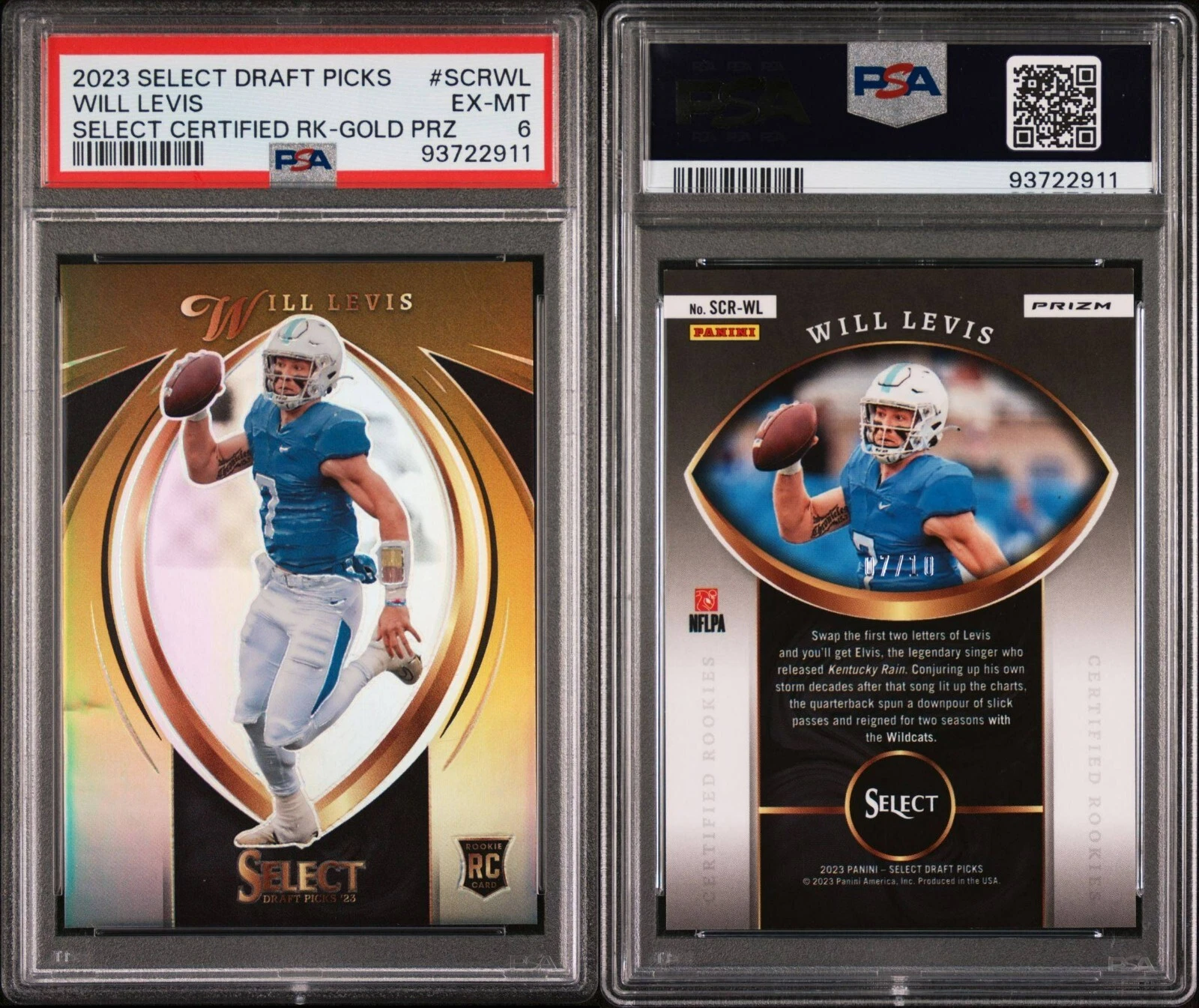 Will Levis Panini Select Draft Picks Select Certified Rookies #SCRWL Gold