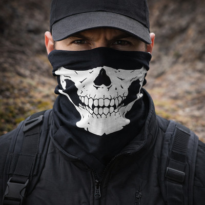 Skeleton Masks Skull Face Mask Biker Face and Neck Cover White Bone Neck Gaiter