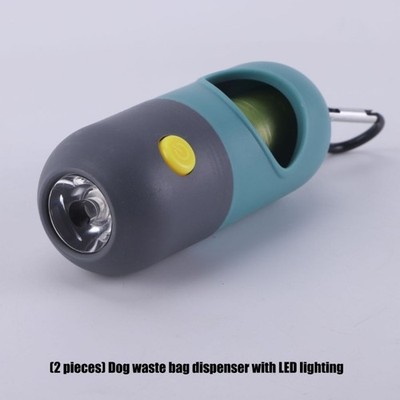 Multiple Use Hook Dog Poop Bag Dispenser Features LED Light for Simple
