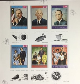 Yemen Kingdom 1969 Apollo 11 Astronauts IMPERF Sheetlet MNH