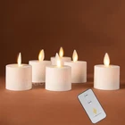 Set of 6 Luminara Flickering Flameless Ivory Tealights Warm LED Light 1.4" X 2"