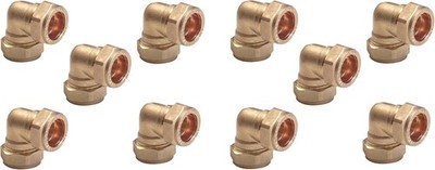TC 22mm Messing Winkel Klemmbogen Verbinder Fitting für Kupferrohr - 10 Stück