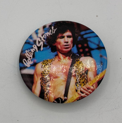 Vintage 1980s Rolling Stones Keith Richards Concert Pinback Button 2in