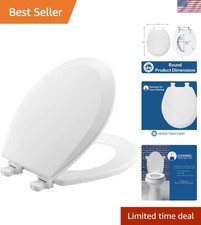 500EC Durable Wood Toilet Seat with Easy Clean Hinges, , Round, White