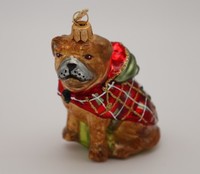 Glas-Ornament Bulldogge 9,5 Cm • Handbemalt • Weihnachtsdeko •Christbaumschmuck