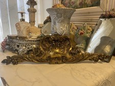 Vintage Heavy Brass Gold Wash Furniture Appliqu&eacute; Header Roses Lovely!!