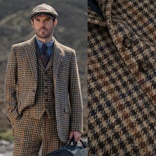 Plaid Check Men Suits Regular Fit Formal Notch Lapel Single Breasted Houndstooth