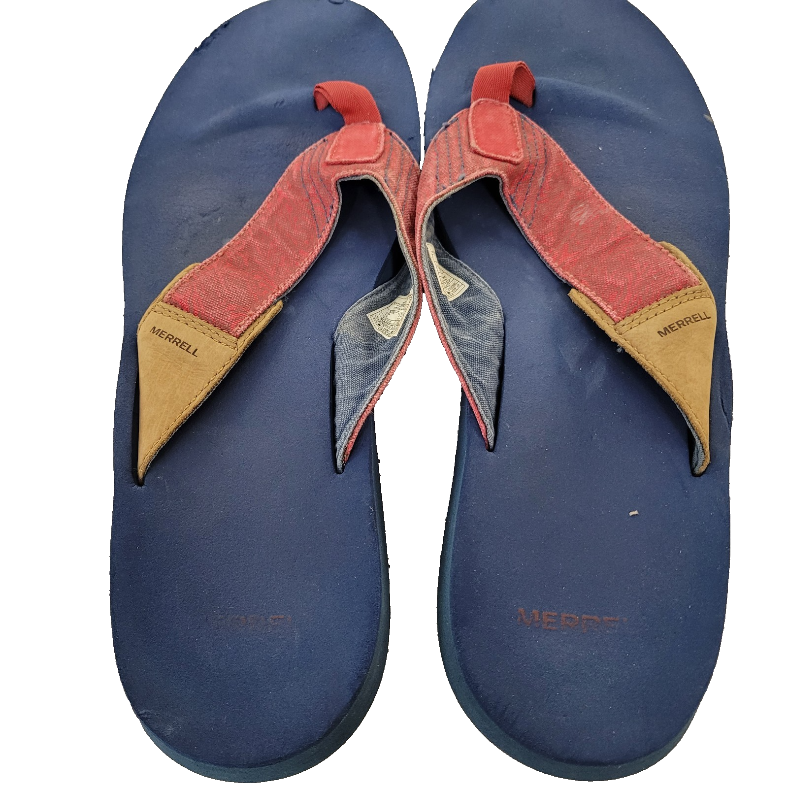 Sandali Merrell uomo taglia 12 infradito blu rosso marrone campeggio design fondo