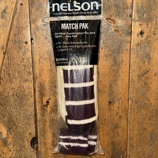 Vtg Nelson Athletic Tube Socks OVER THE CALF Large Purple White Stripe Sweatband