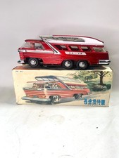 Vintage Tinplate Bus ME083 Red White Battery Toy Working mint boxed with video