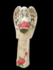 Guardian Angel Garden Figurine Statue Antique White 11 inch Bless Our Home