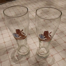  2 Hofbrau Weisse Seit 1589 Vintage Tall Graphic 0.5 Liter German Beer Glasses 