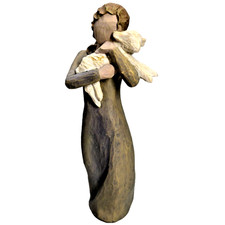 Lordi Willow Tree Peace On Earth Figure Woman Lamb Brown 8.25" Folk Art Vintage