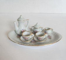 Porcelain 10 Piece Mini Tea Set Floral Doll Set Collectible